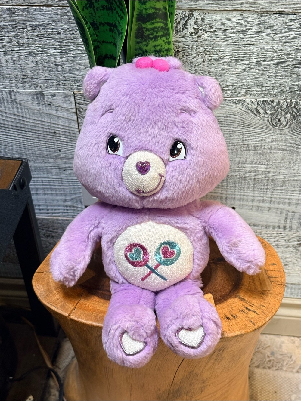 Care Bears | "Share Bear" 2007 Small Plush w/ Heart Lollipop Belly Badge